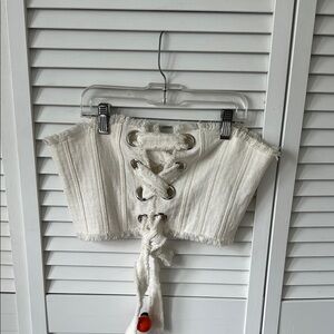 White Lace-Up Corset With Silver Hardware